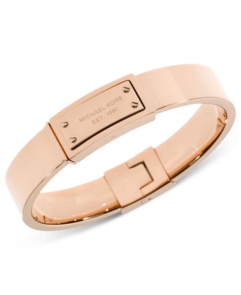 michael kors rose gold heritage plaque bangle|rose gold earrings michael kors.